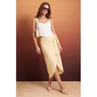 Trendyol TRENDYOLMİLLA Dames Beige Effen Midi Sarong Rokken