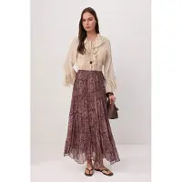 Trendyol Modest Dames Bruin Etnisch patroon Maxi Skater Modest Rokken