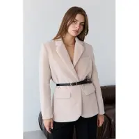 Trendyol TRENDYOLMİLLA Dames Beige Effen Lang Regular fit Blazers