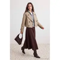 Trendyol Modest Dames Bruin Effen Maxi Uitlopend rok A-lijn Modest Rokken