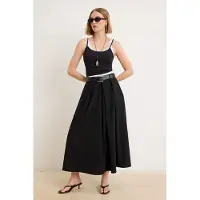 Trendyol TRENDYOLMİLLA Dames Zwart Effen Maxi Skater Rokken