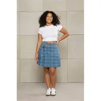 Trendyol Dames Blauw Geruit Kort / Mini A-lijn Grote maten Rokken