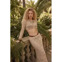 Trendyol TRENDYOLMİLLA Dames Ecru Ajour Maxi Kokerrok- rok Rokken