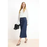 Trendyol TRENDYOLMİLLA Dames Blauw Effen Maxi A-lijn Rokken