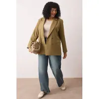 Trendyol Dames Kaki Effen Lang Oversized Grote maten Blazers