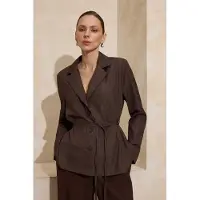 Trendyol TRENDYOLMİLLA Dames Bruin Gestreept Lang Oversized Blazers