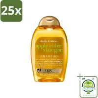 OGX 25 x - Apple Cider Vinegar - Shampoo - Clarify + Shine - 385 ml - Grootverpakking - Vaatwasstrips - Haartype - Glans - Zuiveren - Fris - Schone Hoofdhuid
