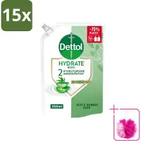 Dettol 15 x - Handzeep Navulling - Hydrate - Aloë Vera & Bamboe - 500 ml - Bulkverpakking - Handzeep - Douchemop - Handen reinigen