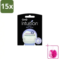 Wilkinson 15 x – Scheermesjes – Intuition Dry Skin Coconut Milk & Almond Oil – 3 Scheermesjes - Bulkverpakking - Scheermesje droge huid - Douchemop - Kokosmelk scheermesje
