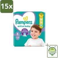 Pampers 15 x – Luiers – Active Baby Maat 6 – 32 Luiers - Grootverpakking - Vaatwasstrips - Baby Luiers - Bescherming Tegen Doorlekken - Bewegingsvrijheid - Comfort - Droogheid