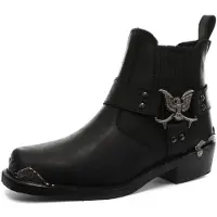 Grinders Heren Zwarte Cowboy Bikerlaarzen - Eagle Lo