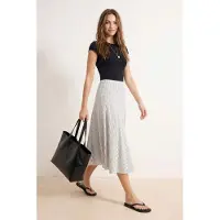 Trendyol TRENDYOLMİLLA Dames Wit Gestreept Midi Skater Rokken