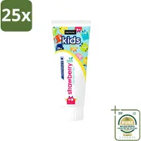 Sence 25 x - Kids 3-8 Jaar - Tandpasta - Aardbei Smaak - Vegan - 75 ml - Wasstrips - Tandpasta Voor Kinderen - Kindertandpasta - Aardbei Tandpasta - Vegan Tandpasta - Tandenpoetsen Voor Kinderen