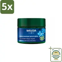Weleda 5 x - Nachtcrème Versterkend - Blauwe Gentiaan & Edelweiss - 40 ml - Wasstrips - Nachtcrème - Huidversterkend - Collageengehalte - Huidcontouren - Huidverzorging