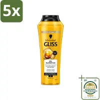 GLISS 5 x - Shampoo - Oil Nutritive - Voor Voedend en Zijdezacht Haar - 250 ml - Wasstrips - Voedend Haarshampoo - Droog Haar - Zijdezachte Haar - Lang Haar - Gespleten Haarpunten