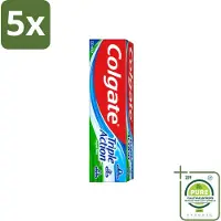 Colgate 5 x - Triple Action - Original Mint - Tandpasta - 100ml - Grootverpakking - Vaatwasstrips - Tandpasta - Gaatjesbescherming - Wittere Tanden - Frisse Adem - Mondverzorging