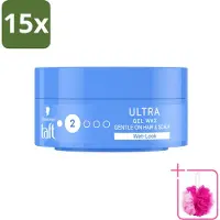 Taft 15 x - Ultra 2 - Gel Wax - Wetlook - 75 ml - Bulkverpakking - Haartypen - Douchemop - Gel wax