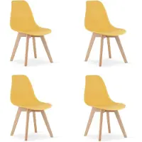 Leobert Chaise - - Kito - Mosterdkleur/Natuurlijk hout - 46 x 54,5 x 80 cm - Lot van 4