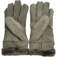 Infinity Leather Herenhandschoenen van grijs luxe schapenvacht suède leer met gesp