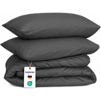 Komfortec Premium Dekbedovertrek 200x200 cm + 2x Kussensloop 80x80 cm - Geborsteld 100% Polyester Microvezel 90 g/m² - 3-Delige Superzachte Beddengoedset - Antracietgrijs