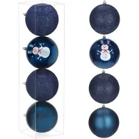 Springos Kerstboom ballen - - 12 cm - Onbreekbaar - 4 stuks - Marineblauw