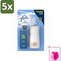 Glade 5 x - Houder Touch & Fresh - Pure Clean Linen - 10 ml - Bulkverpakking - Frisse geur - Douchemop - Linnengoed