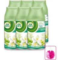 Air Wick 6 x - Luchtverfrisser Navulling - Jasmijn & Witte Bloemen - Automatische Spray - 250 ml - Bulkverpakking - Luchtverfrisser - Douchemop - Geur
