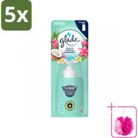 Glade 5 x – Sense & Spray Navulling – Exotic Tropical Blossoms – 18 ml - Bulkverpakking - Tropische geur - Douchemop - Bewegingssensor