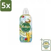 Robijn 5 x – Wasverzachter – Kokos Sensation – 765 ml - Wasstrips - Wasverzachter Kokos - Wasverzachter Fris - Wasverzachter Tropisch - Wasverzachter Voor Kleding - Wasverzachter Voor Beddengoed