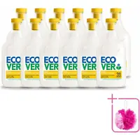Ecover 12 x - Wasverzachter - Gardenia - 1 liter - 33 wasbeurten - Bulkverpakking - Wasverzachter - Douchemop - Wasverzachter gardenia en vanille
