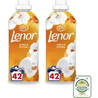 Lenor 2 x - Wasverzachter - Amber & Orchidee - Fris & Zacht - 42 Wasbeurten - Wasstrips - Wasverzachter - Fris - Ontspannen - Geur - Wasgeur