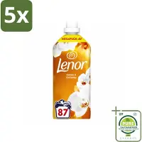 Lenor 5 x - Wasverzachter - Amber & Orchidee - Fris & Zacht - 87 Wasbeurten - Grootverpakking - Vaatwasstrips - Wasverzachter - Geur - Frisheid - Ontspanning - Wasgeur
