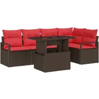 vidaXL Tuinbank Set 6 st Bruin Poly rattan