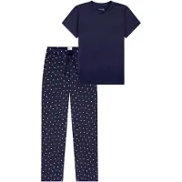 Schiesser Pyjama 'Mix & Relax' blauw gemêleerd