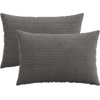 vidaXL Kussensloop 2 st HEERLEN Donkergrijs 50 x 70 cm corduroy