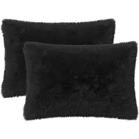 vidaXL Kussensloop 2 st HEERLEN Zwart 50 x 80 cm PV Fleece