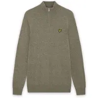 Lyle & Scott trui kaki met korte rits en adelaarlogo voor heren - M (38)