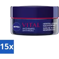 Nivea 15 x - Nachtcrème - VITAL Anti-Rimpel Herstellend - Voor rijpe huid - Met Vitamine F, Teunisbloemolie & Calcium - 50 ml - Voordeelverpakking - 15 stuks