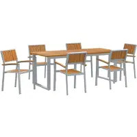 vidaXL Tuinset, 7-delig, grijs, massief acaciahout