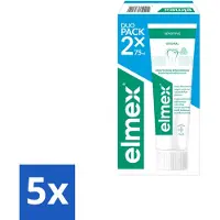 Elmex 5 x - Tandpasta - Sensitive Duopack - Gevoelige Tanden - 2 x 75 ml - Voordeelverpakking - 5 stuks