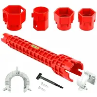 OEM Set gereedschap voor het installeren van kraan - 14-in-1, multifunctioneel - Geschikt voor toiletkranen, keuken- en badkamerkranen - Rood