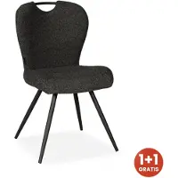 Bommel Wonen Eetkamerstoel Abby - stof Rhythm Charcoal - handgreep - 1+1 gratis