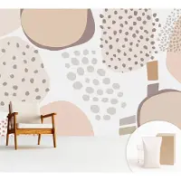 Wallfluent Fotobehang - Beige Vliesbehang - 312x219 cm - Subtiele Stippen Fotobehang Vlies - Woonkamer behang Abstractie - Muurschildering - Woonkamer behang