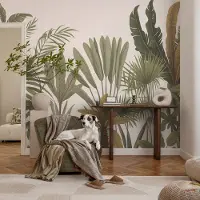 Coloray Vliesbehang - Groente Snellijm Behang - 250x104 cm - Exotische Bladeren Fotobehang Vlies - Woonkamer behang Bloemen En Planten - Muurschildering - Hal behang