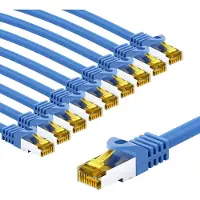 Goobay RJ45 Patch Cord CAT 6A S/FTP (PiMF), 500 MHz, with CAT 7 Raw Cable, 3 m, blue, Set of 10