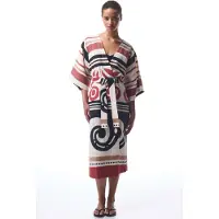 Pentik Katoenen Geometrische Maxi Kimono Met Ceintuur