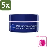 Nivea 5 x - Nachtcrème - Essentials +24U Voedend - Voor gevoelige & droge huid - Met Sheaboter & Amandelolie - 50 ml - Bulkverpakking - Nachtcrème - Douchemop - Voedende crème