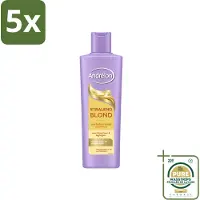 Andrélon 5 x – Shampoo – Stralend Blond – 250 ml - Wasstrips - Blond Haar Verzorgen - Glanzend Blond Haar - Blond Haar Verlichten - Blond Haar Hydrateren - Vitamine C Voor Haar