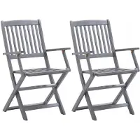 VMP 2x Houten Tuinstoelen Inklapbaar met Kussens voor Balkon & Tuin