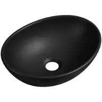 CERANO - Keramische wastafel Minio - voor opbouw - mat zwart - 34,5x26 cm